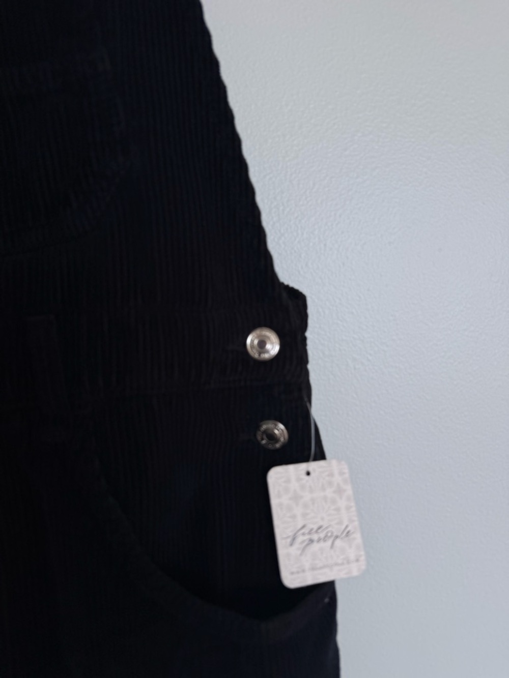 Free People We The Free Ziggy Black Corduroy Shortalls - Picture 9 of 12